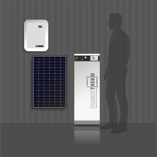 Bild zeigt Elektrokessel mit PV Anlage